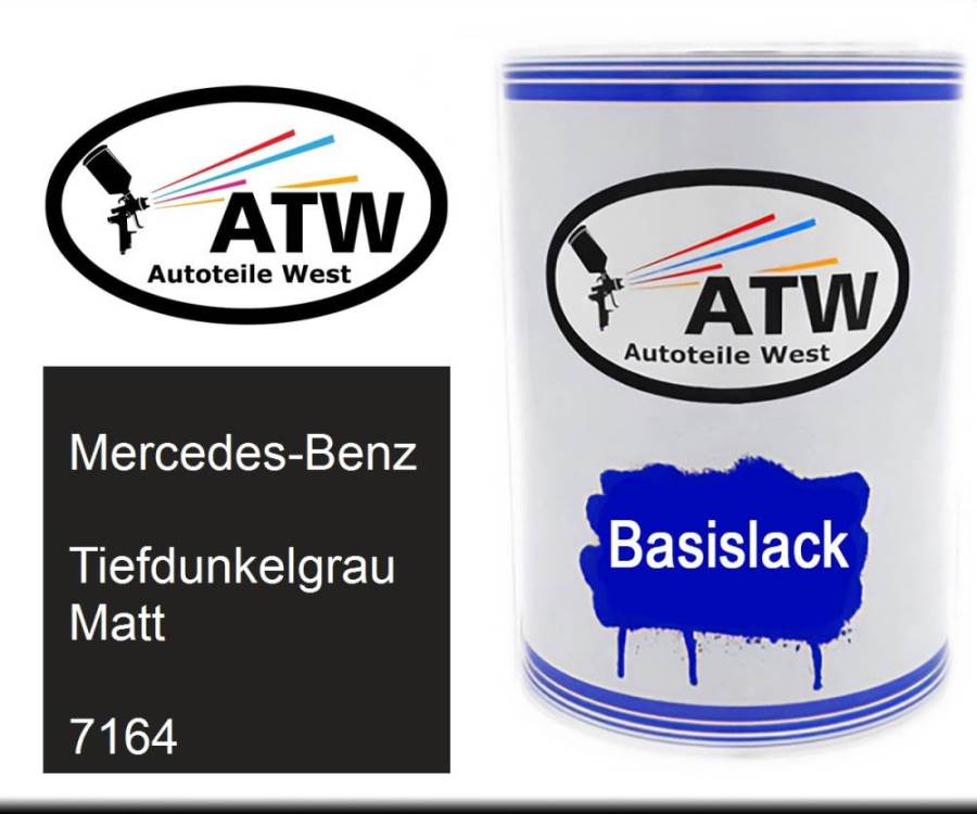 Mercedes-Benz, Tiefdunkelgrau Matt, 7164: 500ml Lackdose, von ATW Autoteile West.